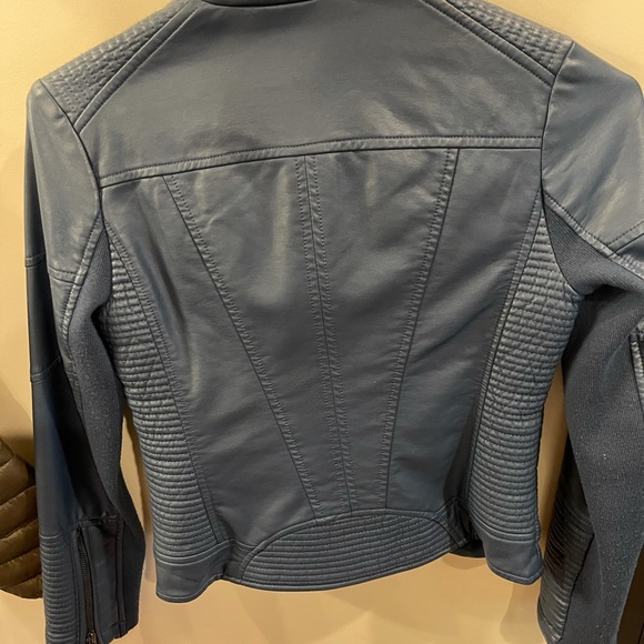 Blue leather AQUA jacket - Picture 4 of 4